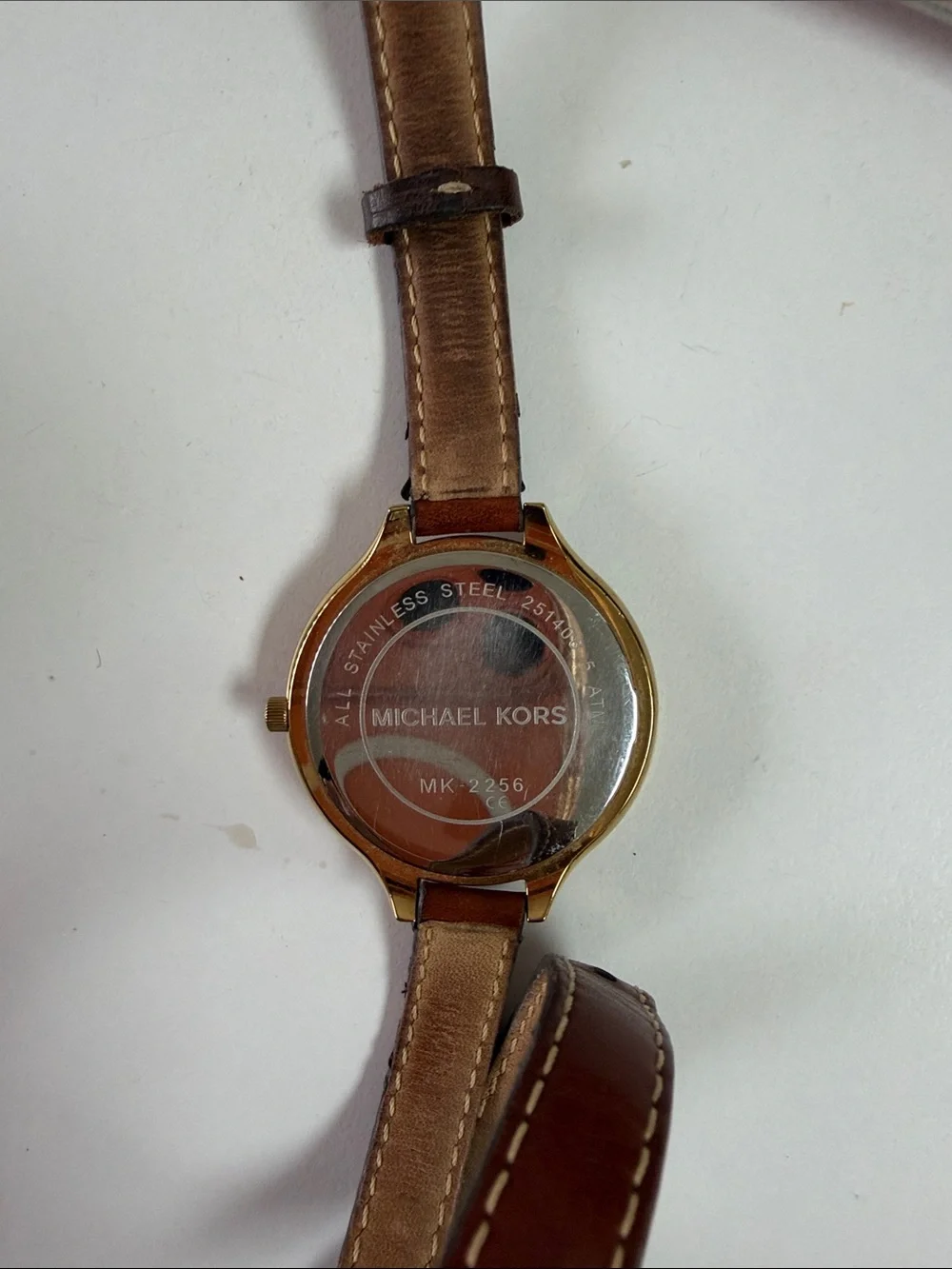 Michael Kors Gold Dial Watch with Brown Leather Strap needs battery